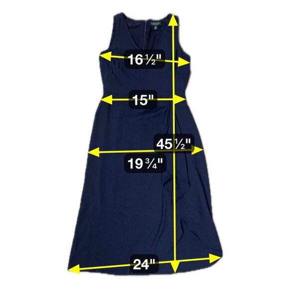 Navy Blue Sleeveless Dress Size 6 Lauren Ralph Lauren Womens Mid Length Ruffle - Picture 10 of 10